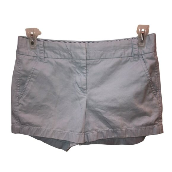 J Crew Womens Size 4 Light Blue Flat Front Pockets Cotton Classic Chino Shorts - Picture 1 of 8
